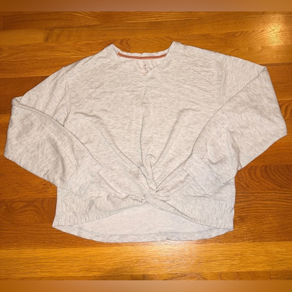 Danskin Heather Gray Twist Front Cropped Sweatshirt Size Medium